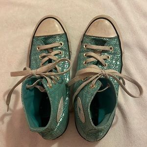 Teal Mermaid Print High Top Converse